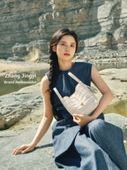 An elegant bucket bag made from lattice