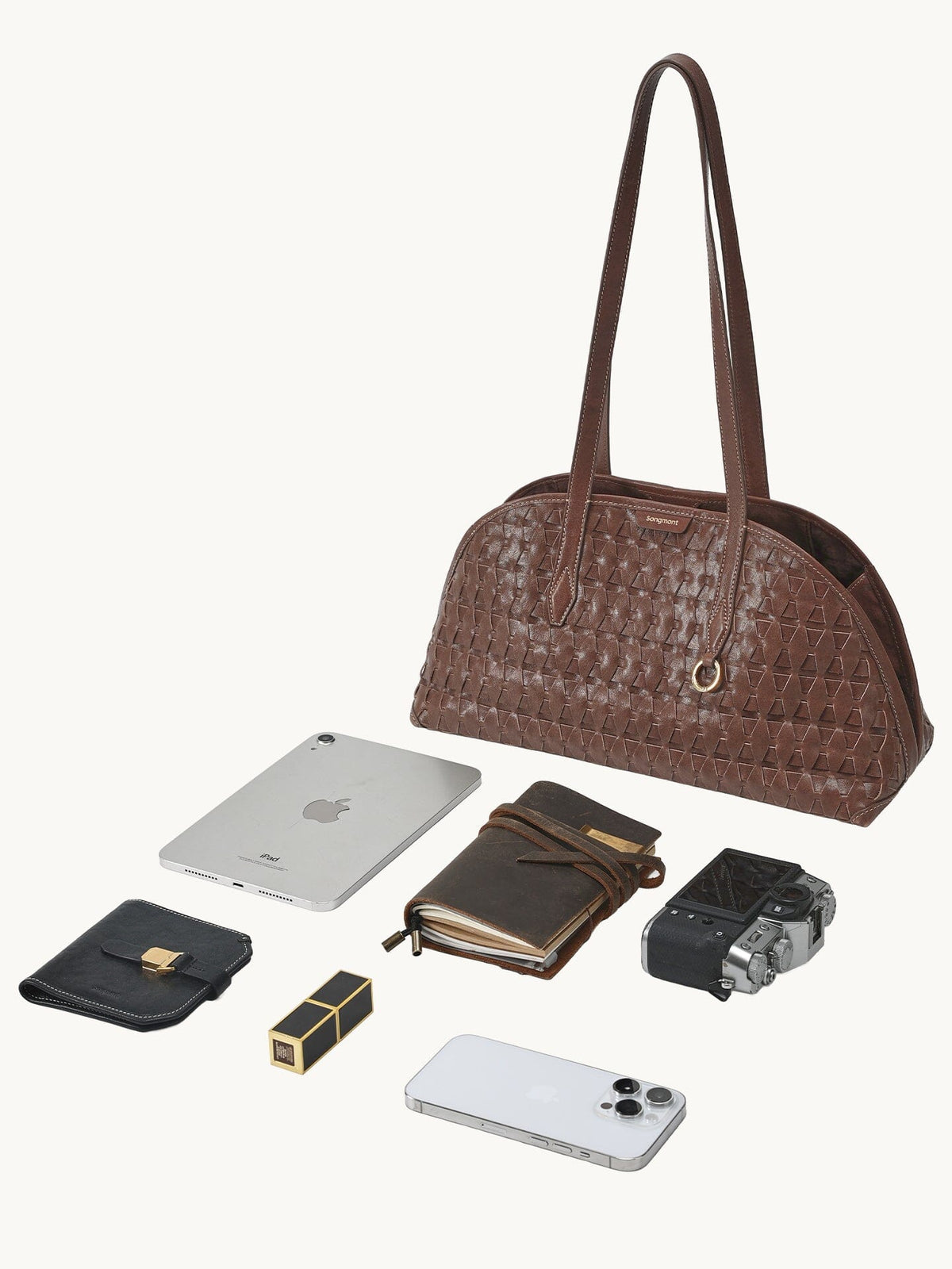 Handbag with lattice shellseeker pattern